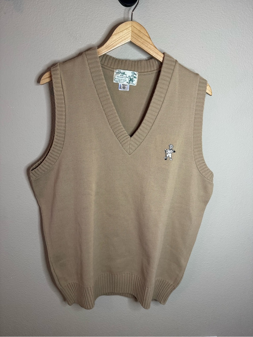 Vintage T. Barry Knicker Co Golf Sweater Vest Beige Grandpa Core M